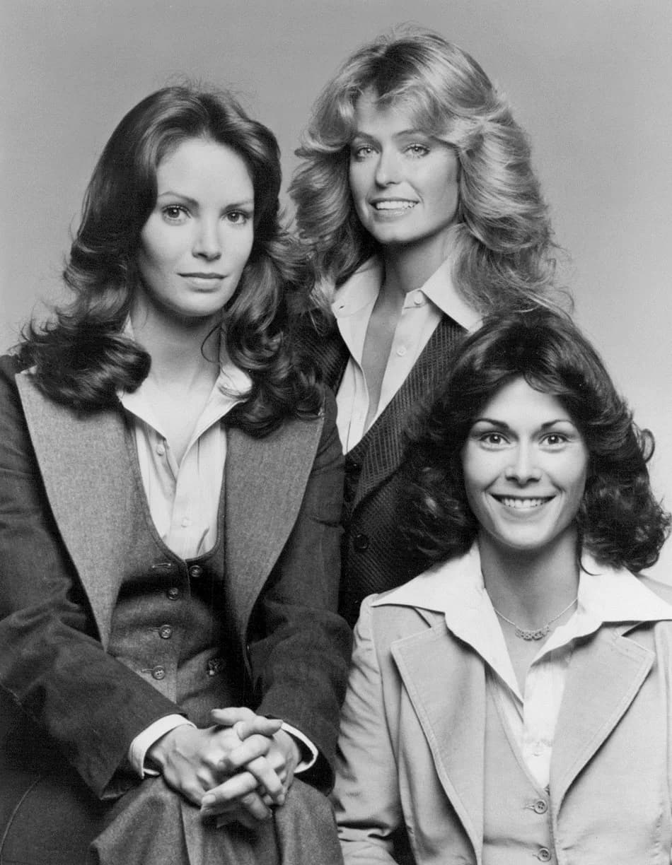 Farrah Fawcett - Publicity photo of the cast of the television program Charlie's Angels. From left: Jaclyn Smith, Farrah Fawcett-Majors, and Kate Jackson.