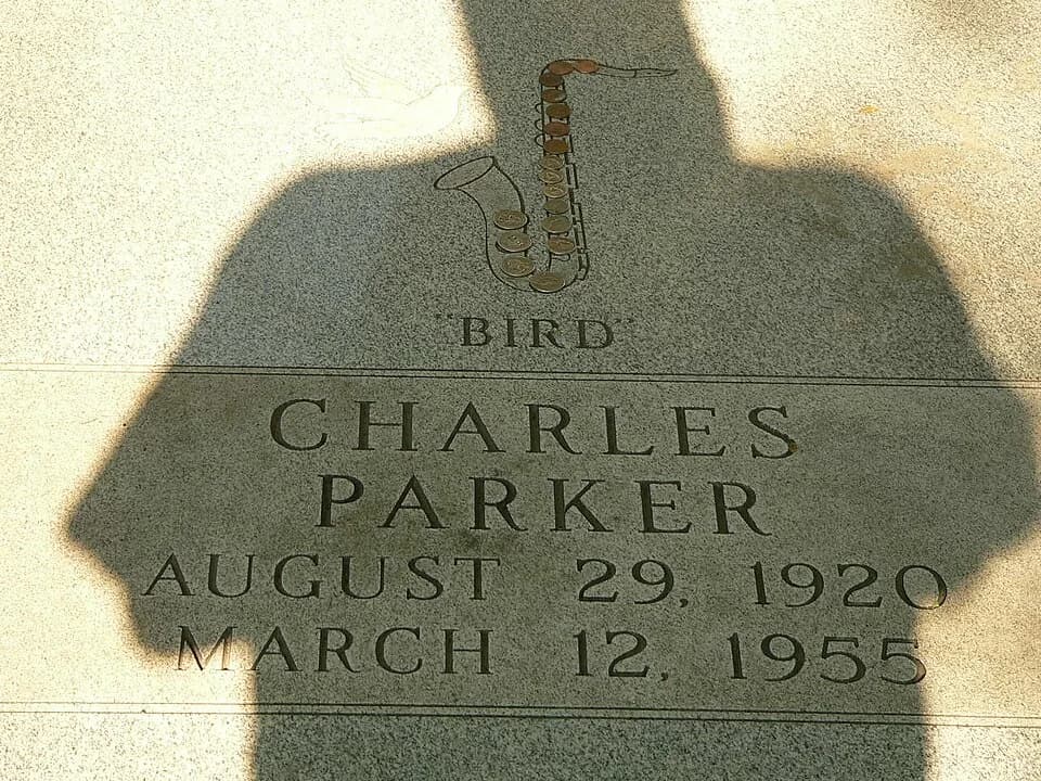 Charlie Parker - in Lincoln Cemetery in Kansas City, Missouri. grave plate, Charlie Parker.