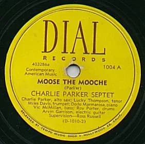 Charlie Parker - Dial Records, label of a 78 rpm gramophone record by Charlie Parker