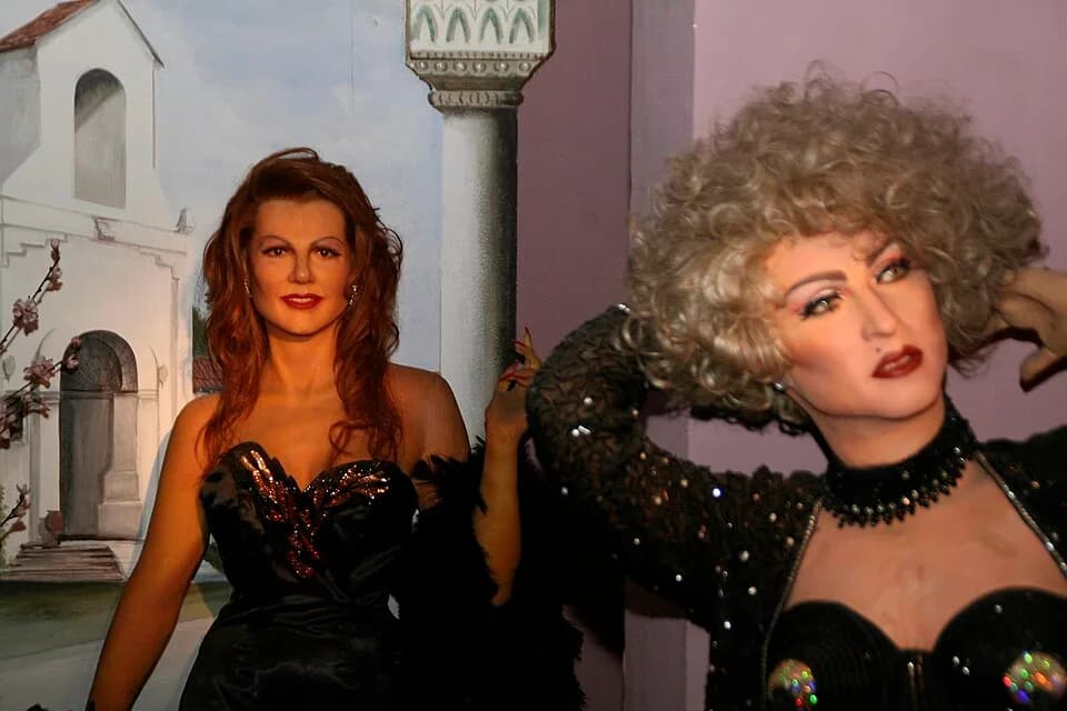 Rita Hayworth - A Rita Hayworth (left) & Madonna (left) wax figures at Tijuana, Mexico.