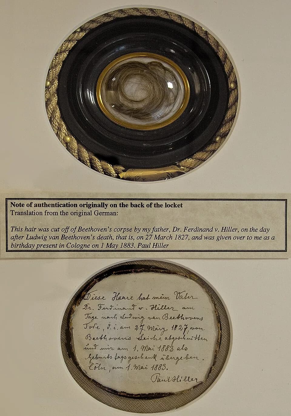 Ludwig van Beethoven - The Guevara Lock is a cut of Beethoven's hair taken after his death in 1827. It is now part of the collection of the Ira F. Brilliant Center for Beethoven Studies.