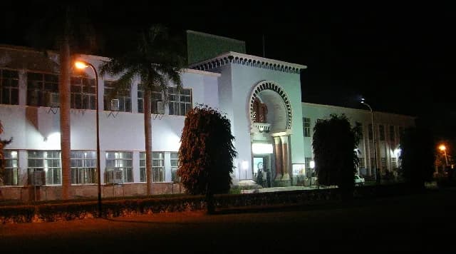Abul Kalam Azad - Maulana Azad Library in night.