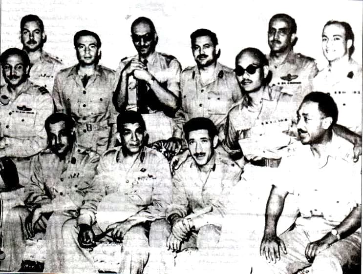 Mohamed Naguib - The Free Officers Movement of Egypt. Bottom row from left to right are Gamal Abdel Nasser, Mohammed Naguib, Abdel Hakim Amer and Anwar Sadat