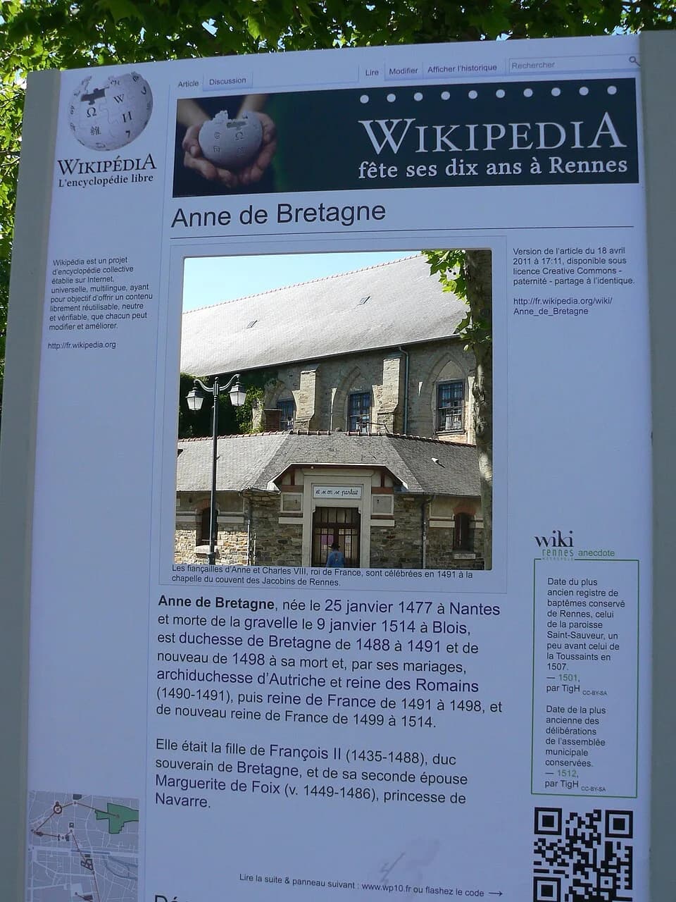 Anne of Brittany - Wikipédia dans Rennes, panneau Anne de Bretagne