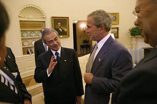Abdullah Ahmad Badawi - President George W. Bush and Prime Minister Abdullah Badawi of Malaysia meet in the Oval Office Monday, July 19, 2004. Also pictured are National Security Advisor Dr. Condoleez