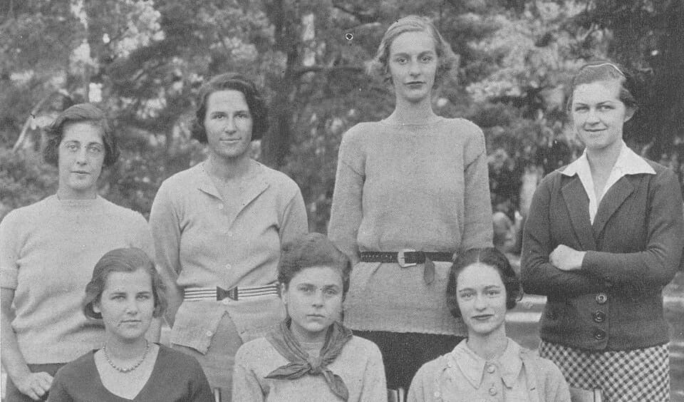 Elizabeth Bishop - The board of the Vassarion, Vassar College's yearbook, as of 1934. Identified from upper left to right, beginning on the top row: Jean Friedberg (snapshot editor), Eleanor Dunning (
