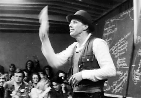 Joseph Beuys - Joseph Beuys on his lecture "Jeder Mensch ein Künstler - Auf dem Weg zur Freiheitsgestalt des sozialen Organismus" photographed by Rainer Rappmann in Achberg / Germany 1978