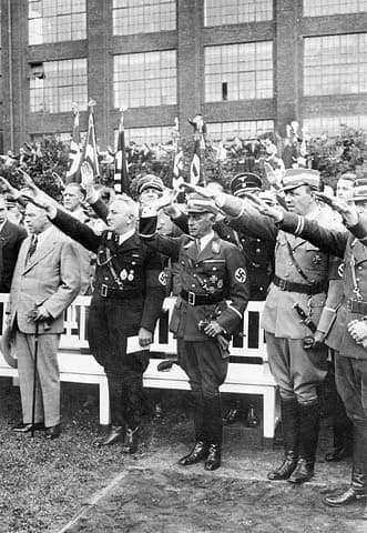 Robert Ley - W. L. Mackenzie King at the opening of the All-German Sports Competitions, Berlin, Germany.