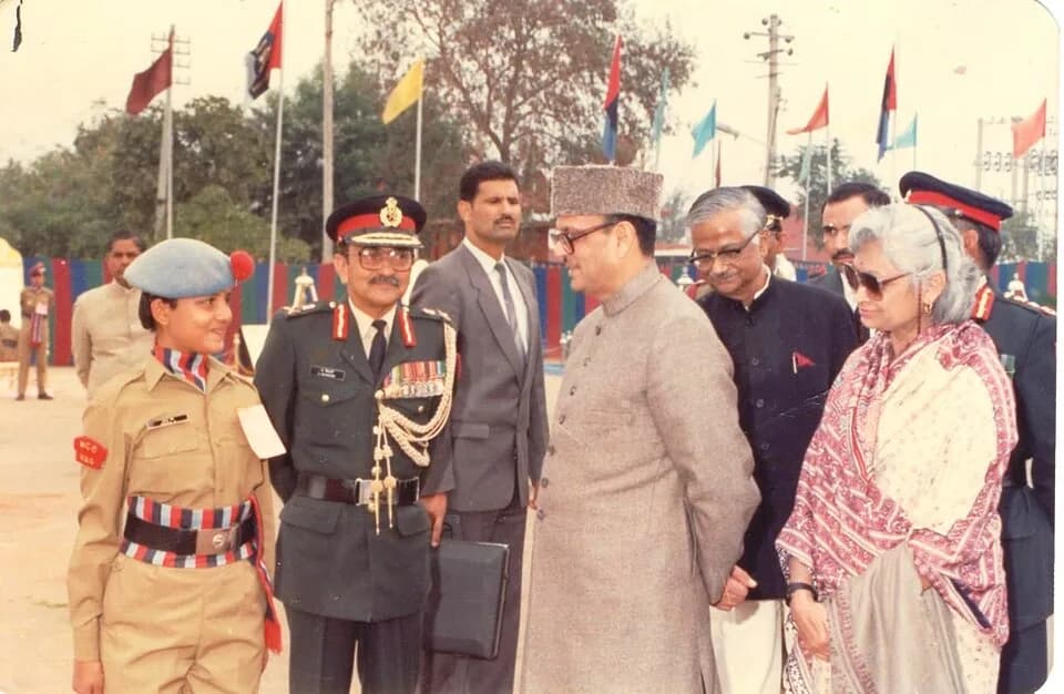 V. P. Singh - D Roopa With the then Prime Minister, Sri V P Singh and Minister for Science & Technology Sri Raja Ramanna; as Best NCC cadet, represented Karnataka in the prestigious republic day c