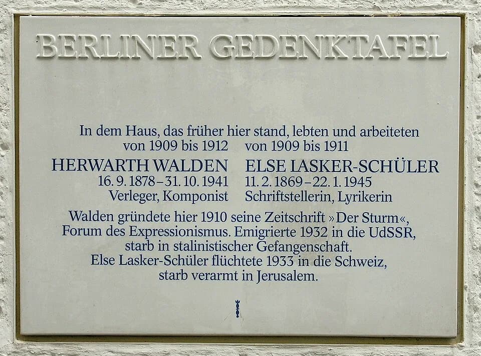 Else Lasker-Schüler - Berlin memorial plaque, Else Lasker-Schüler, Katharinenstraße 2, Berlin-Halensee, Germany