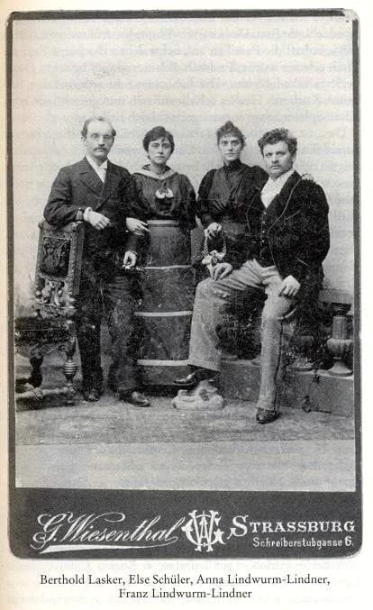 Else Lasker-Schüler - Berthold Lasker (left), Else Lasker-Schüler, Anna Lindwurm-Lindner, Franz Lindwurm-Lindner