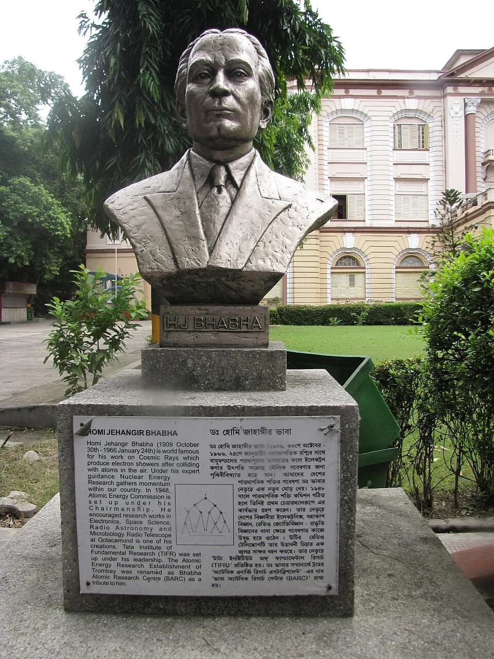 Homi Jehangir Bhabha - Bust of Homi Jehangir Bhabha, pioneering Indian nuclear physicist, which is placed in the garden of Birla Industrial & Technological Museum.