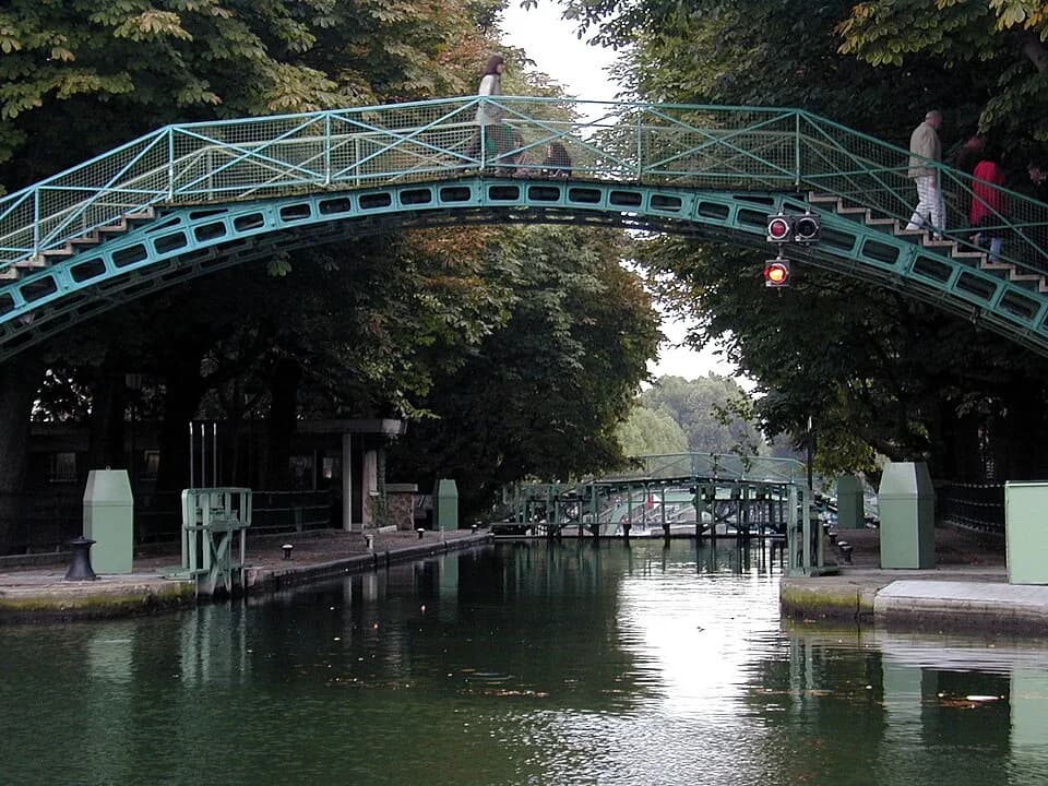 Michèle Morgan - A bridge (passerelle Bichat) over Canal Saint-Martin in Paris.