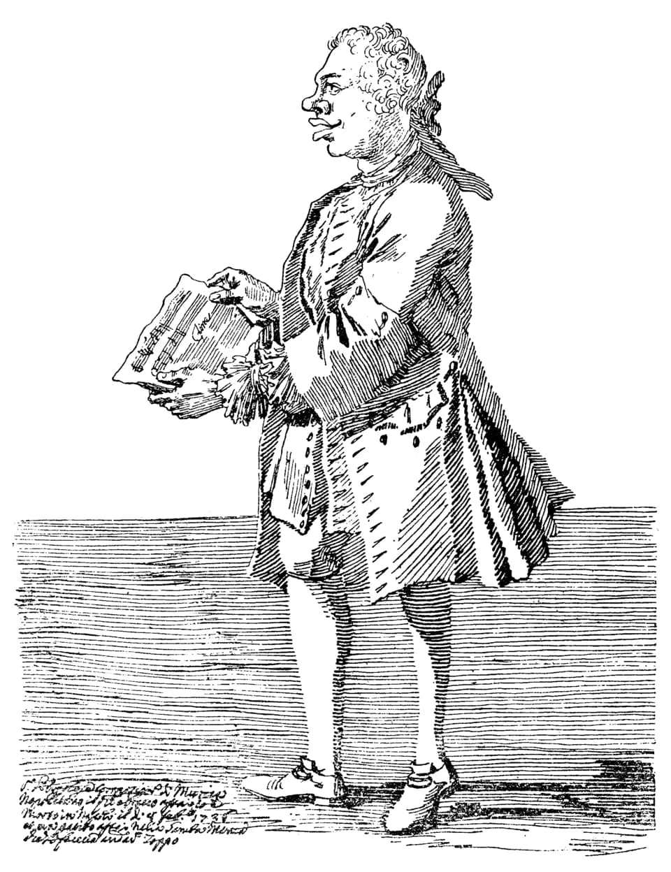 Giovanni Battista Pergolesi - Caricatura del compositor Pergolesi por Pier Leone Ghezzi