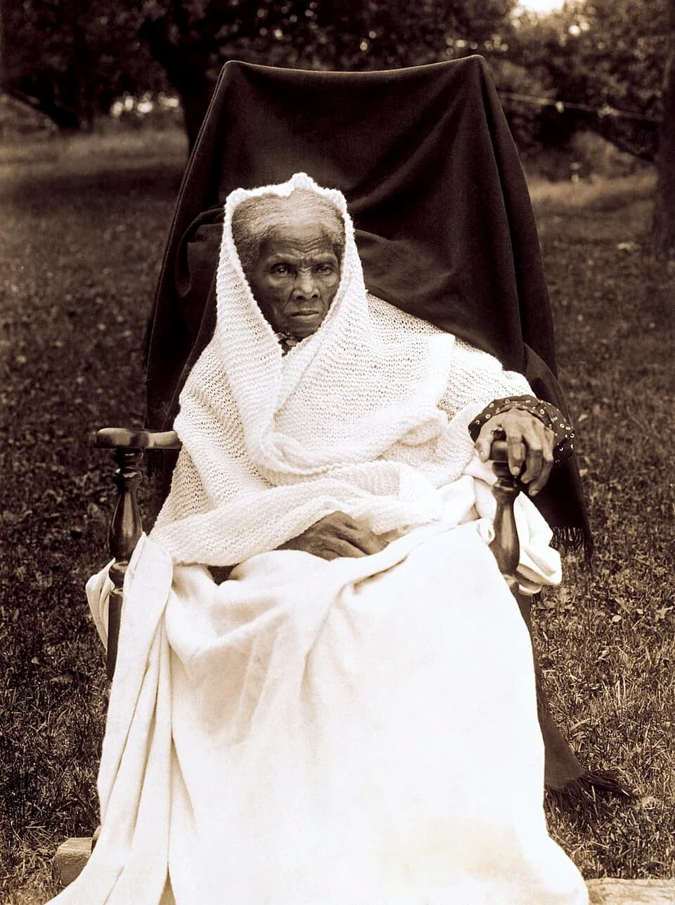 Harriet Tubman - Harriet Tubman, full-length portrait, seated in chair, facing front, probably at her home in Auburn, New York