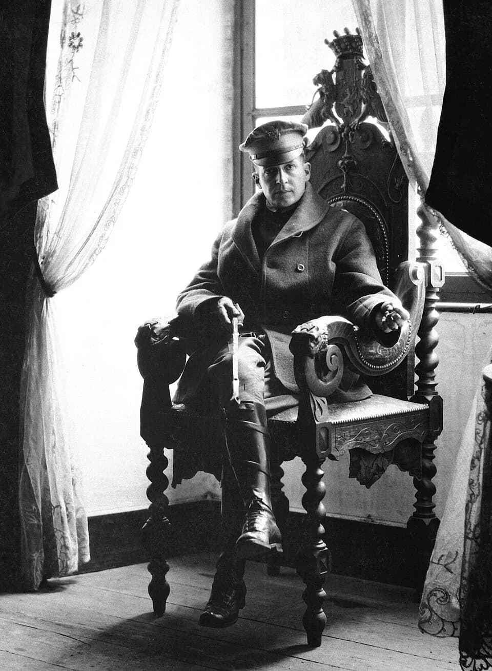 Douglas MacArthur - Douglas MacArthur, seen here as a brigadier general, cleaned up after the Germans left and restored what he could of the original splendor. He is seated in the original chair of th