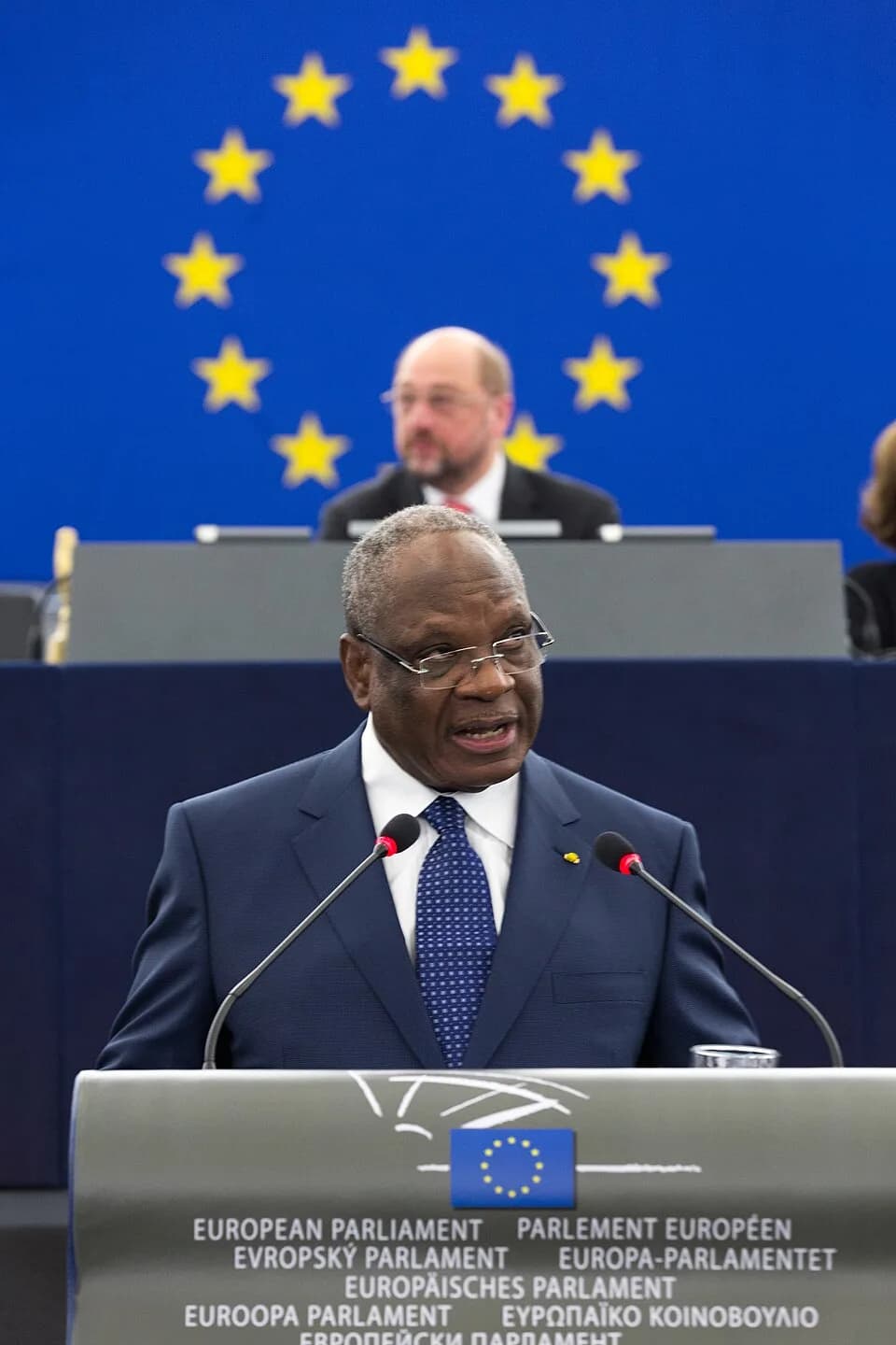 Ibrahim Boubacar Keïta - Le président de la république malienne, Ibrahim Boubacar Keïta au Parlement européen de Strasbourg le 10 décembre 2013.