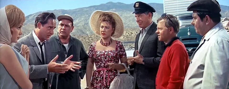 Jonathan Winters - It's a Mad, Mad, Mad, Mad World. L-R: Edie Adams, Sid Caesar, Jonathan Winters, Ethel Merman, Milton Berle, Mickey Rooney and Buddy Hackett