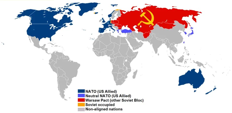 Tom Clancy - A map of the alignment of nations during a hypothetical World War Three as seen in Red Storm Rising, by Tom Clancy