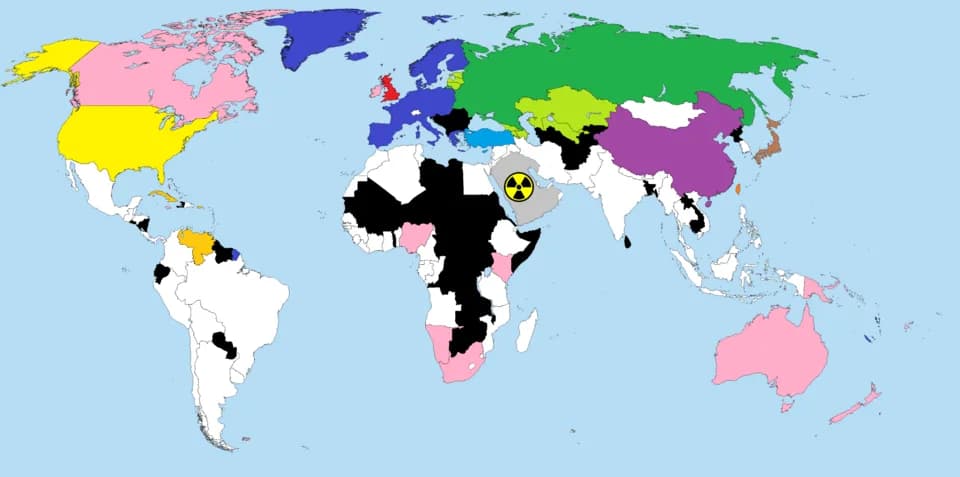 Tom Clancy - English:
The World in 2020 according to the "Tom Clancy's EndWar" video game:
The United State of America
Protectorates and puppet states of US
European Federation
European Feder