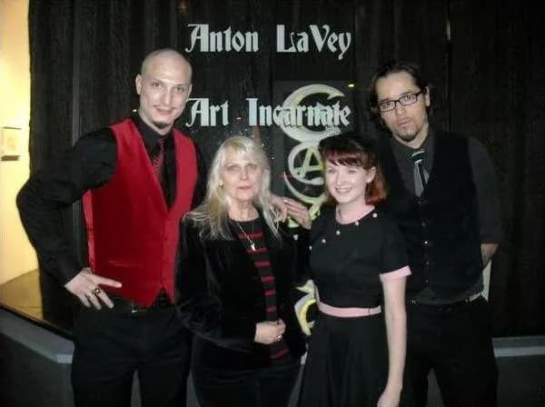 Anton LaVey - Diane LaVey (alternate name Diane Hagerty-Hall) & Stanton LaVey at “Anton LaVey – Art Incarnate" auction in Glendale California on February 14, 2009.