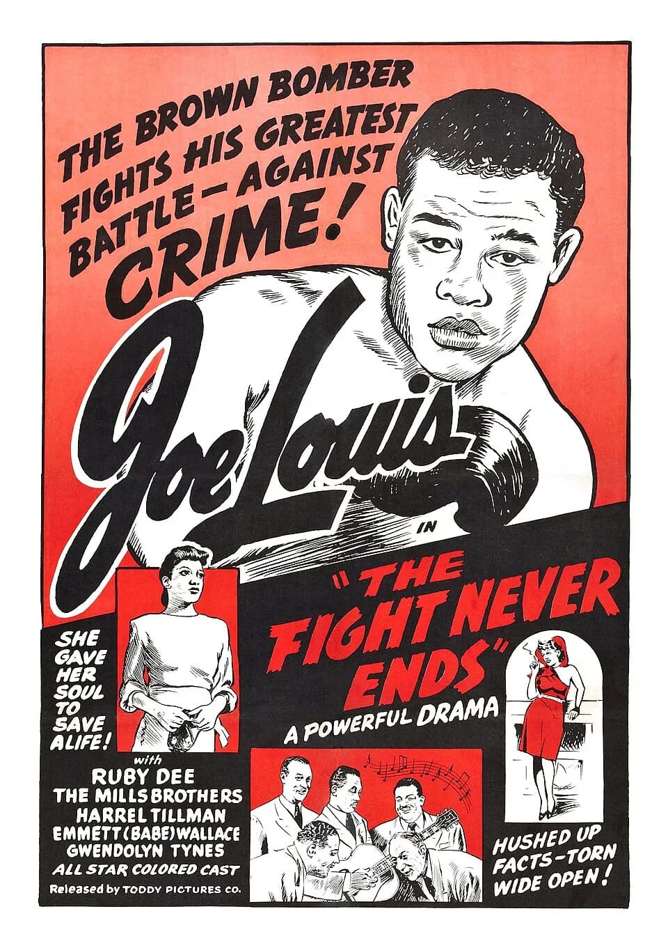Joe Louis - Poster for the 1949 film The Fight Never Ends.