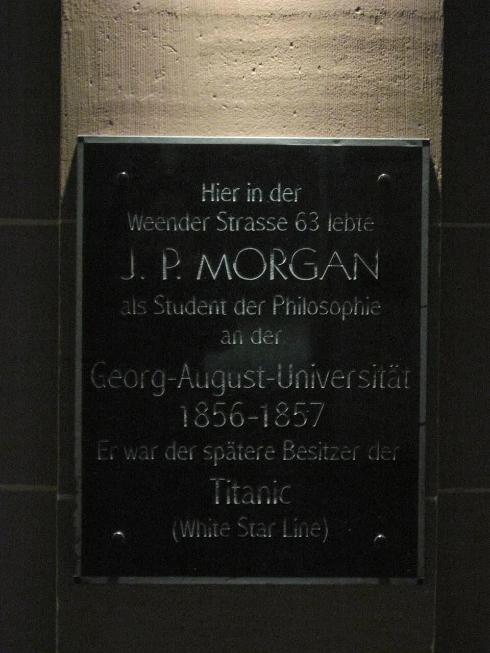 J. P. Morgan - Gedenktafel für J.P. Morgan in Göttingen