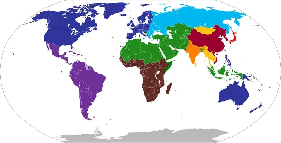Samuel P. Huntington - The world grouped by civilizations, according to Samuel P. Huntington's "The Clash of Civilizations". Orginally uploaded to the English Wikipedia, transferred to Commons by User