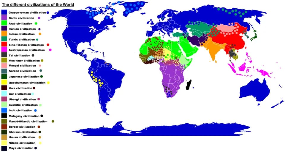 Samuel P. Huntington - Translation of the French Image:Civilisations_actuelles.png.