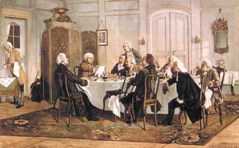 Immanuel Kant - Kant bei seinem Mittagsmahl, Gemälde von 1892/1893