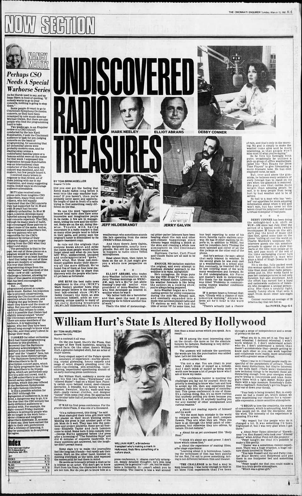 William Hurt - Scanned from the March 15, 1981 issue of The Cincinnati Enquirer