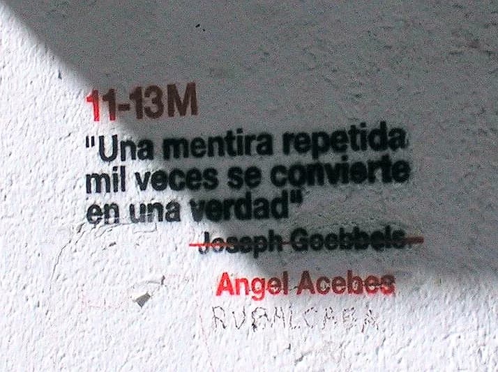 Joseph Goebbels - Stencil por la zona de Retiro, Madrid.ACEBES, 11 M