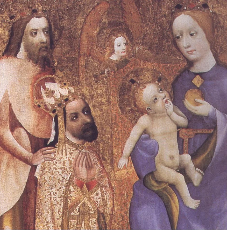 Charles IV - Charles IV kneeling before Madonna-Votive picture of archbishop Jan Ocko.jpg
