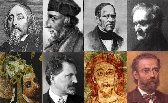 Charles IV - Writer/Educator: Comenius
Religious Figure: Jan Hus
Politician: František Palacký
Scientist: Jan Evangelista Purkyně
Emperor: Charles IV, Holy Roman Emperor
Artist: Alfons Mucha
Founder: