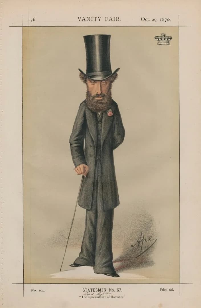 Edward Bulwer-Lytton - Caricature of Edward Bulwer-Lytton, 1st Baron Lytton. Caption read "The representative of Romance".