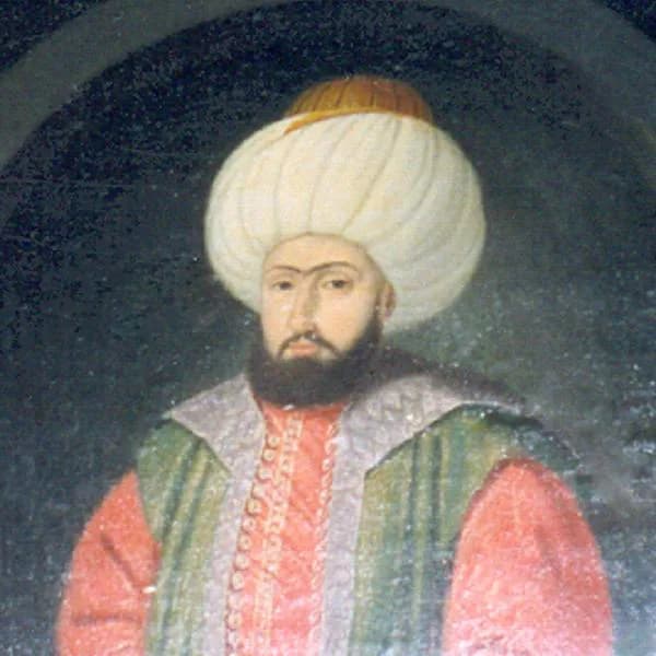Mehmed I - Portrait of Mehmed I, Sultan of the Ottoman Empire (1413-1421). The portrait is displayed along with other portraits of Ottoman sultans on the walls of the mirror hall of the Manyal Palace