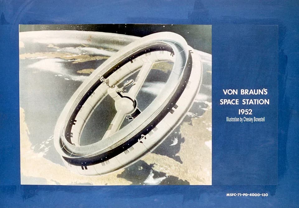 Wernher von Braun - This is a von Braun 1952 space station concept. In a 1952 series of articles written in Collier's, Dr. Wernher von Braun, then Technical Director of the Army Ordnance Guided Missil