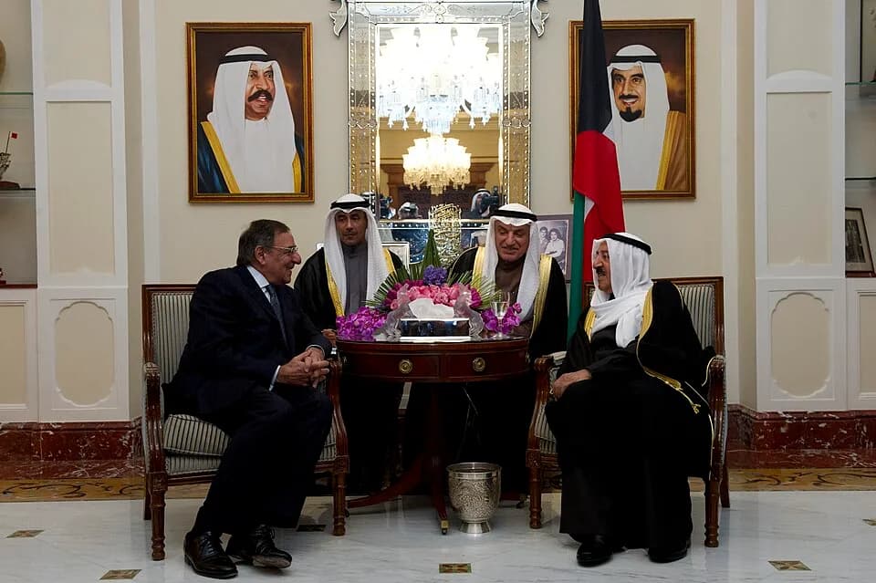 Sabah Al-Ahmad Al-Jaber Al-Sabah - Secretary of Defense Leon E. Panetta, left, meets with the Amir of the State of Kuwait Shiekh Sabah Al Ahmed Al Sabah, right, in Kuwait City, Kuwait, on Dec. 11, 201