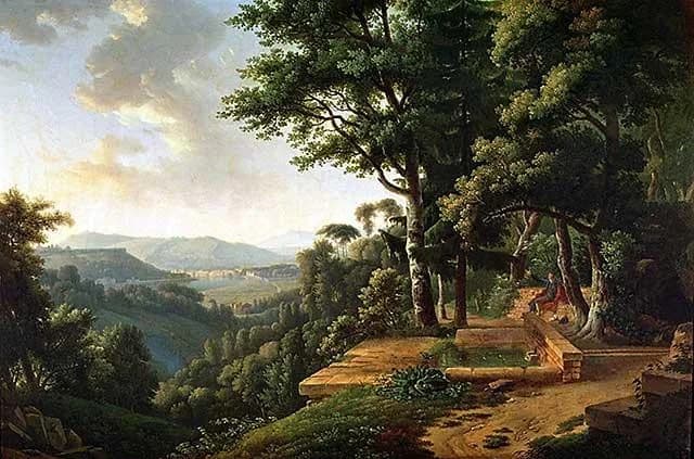 Jean-Jacques Rousseau - Alexandre Hyacinthe Dunouy - Jean-Jacques Rousseau meditating in the park at Rochecardon.jpg