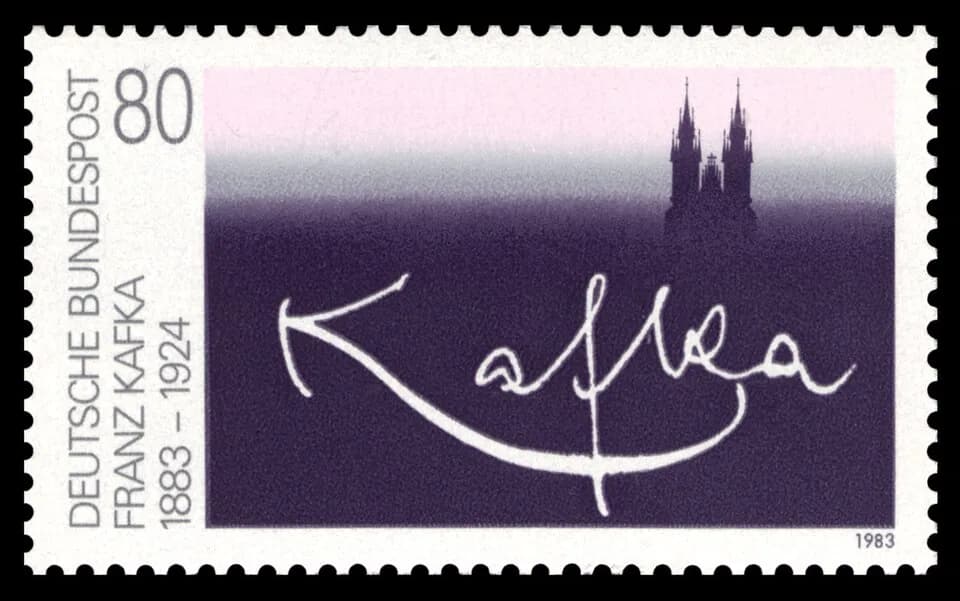 Franz Kafka - Graphics by Schmitz
Ausgabepreis: 80 Pfennig
First Day of Issue / Erstausgabetag: 5. Mai 1983
Michel-Katalog-Nr: 1178