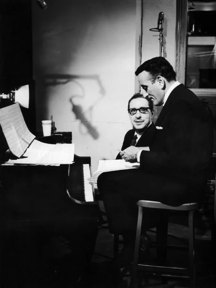 Tony Bennett - Photo of composer Harold Arlen and singer Tony Bennett rehearsing for the television program The Twentieth Century. The program was a series of documentaries; this one dealt with the m