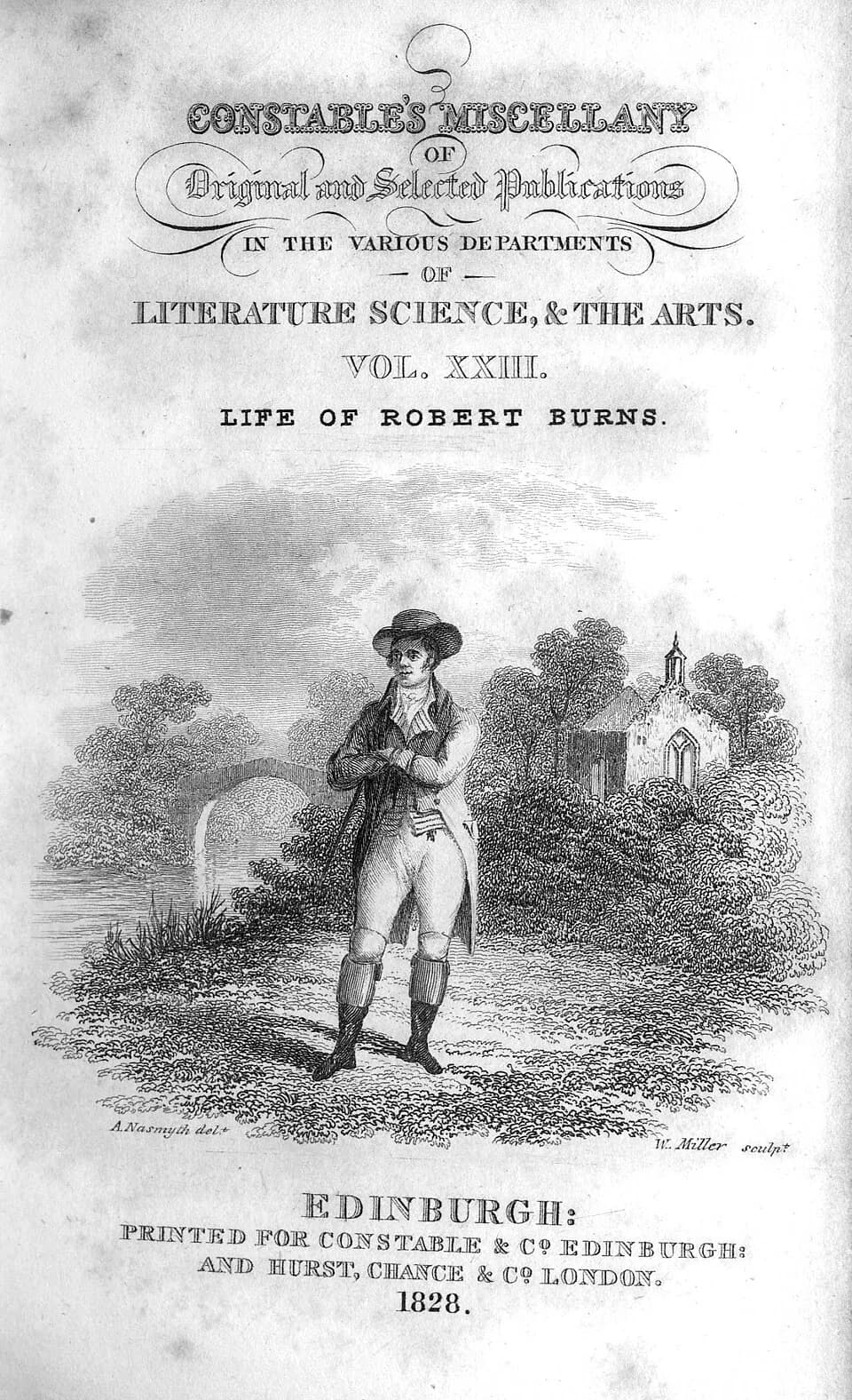 Robert Burns - Robert Burns, engraved by William Miller after A Nasmyth from "Constable's Miscellany of Original and Selected Publications in the Various Departments of Literature, the Sciences &