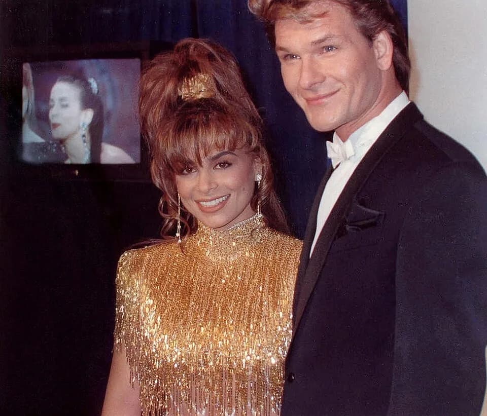 Patrick Swayze - Paula Abdul & Patrick Swayze. Grammy Awards - back stage during telecast - February, 1990 - Permission granted to copy, publish or post but please credit "photo by Alan Light" if