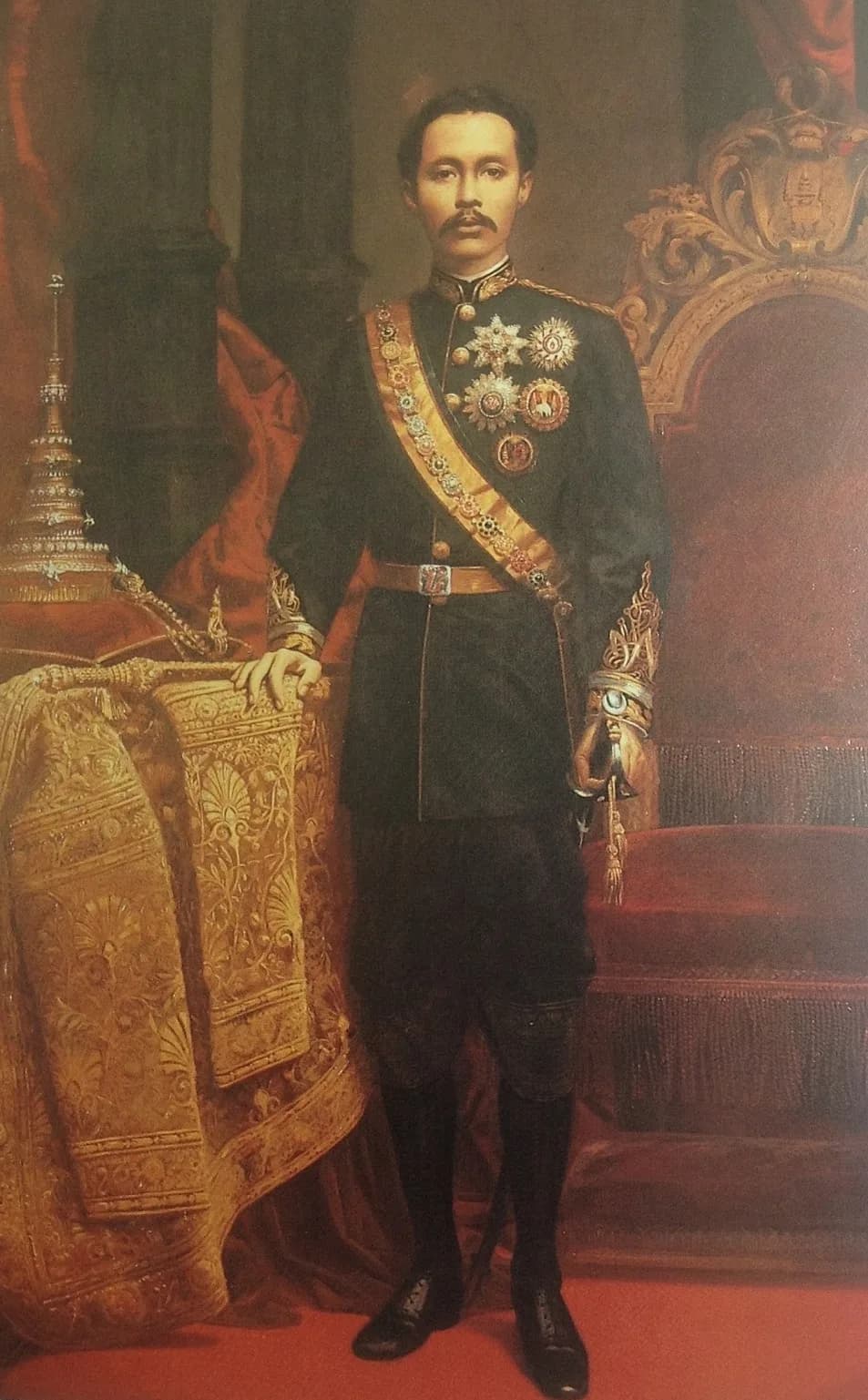 Chulalongkorn - Crop of portrait of King Chulalongkorn which is displayed in the Chakri Mahaprasad Hall at the Grand Palace, Bangkok. Portrait created during his reign, meaning it was created no later