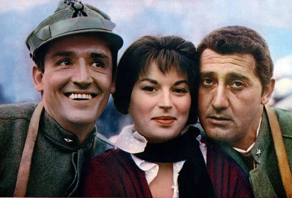 Silvana Mangano - foto sul set La grande guerra con Gassman, Mangano e Sordi