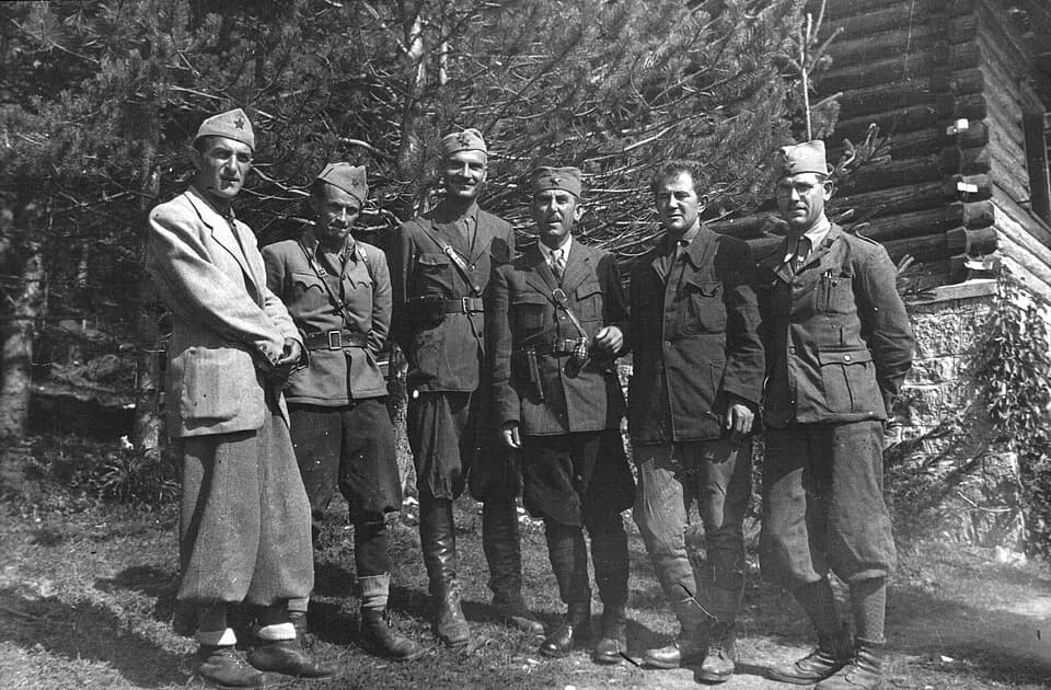 Milovan Đilas - From left: Vladimir Popović, Ivan Rukavina, Arso Jovanović, Savo Orovič, Milovan Đilas and Pavle Ilič.