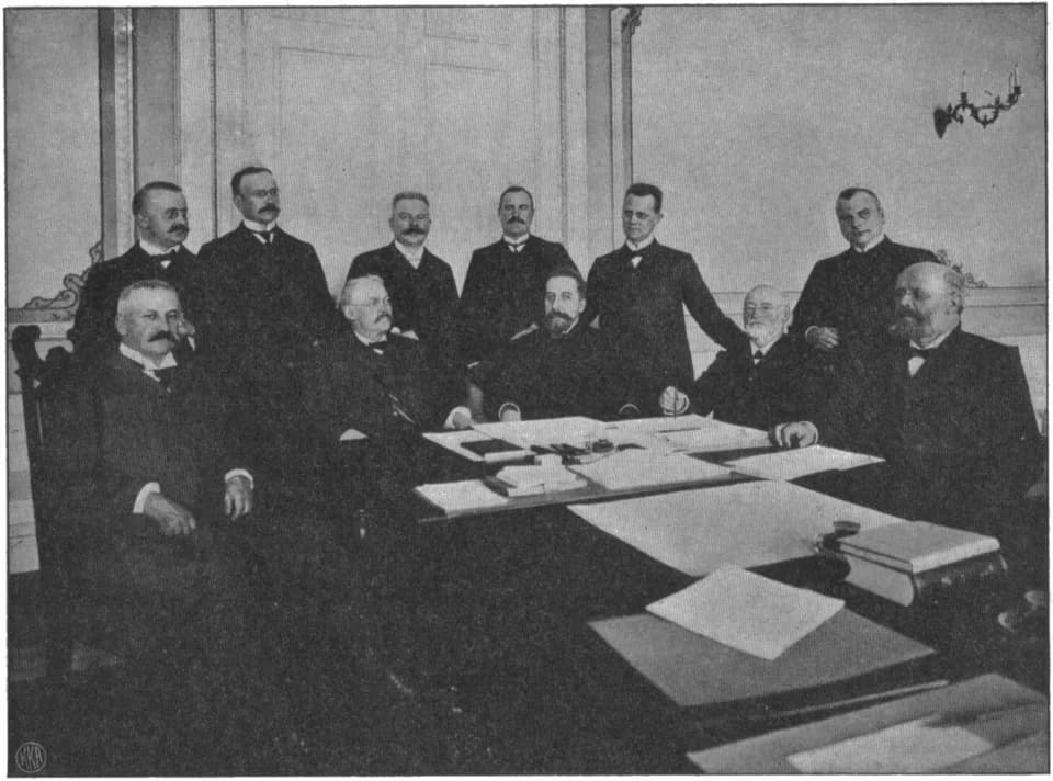 Christian Michelsen - The Norwegian and Swedish negotiators at Karlstad, Sweden, 1905.