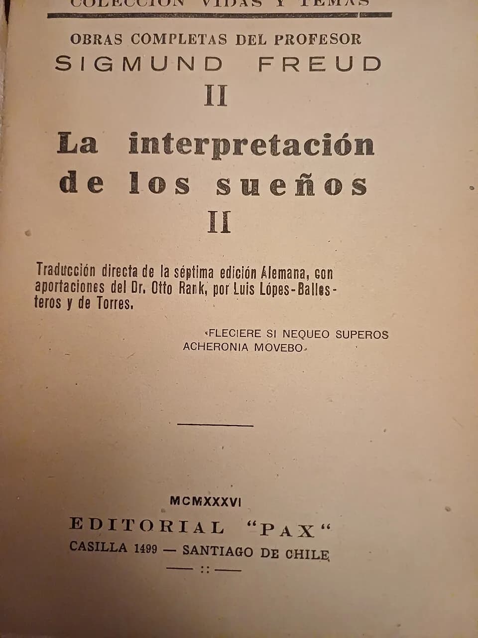 Otto Rank - Portada del volumen II de La interpretación de los sueños de Sigmund Freud