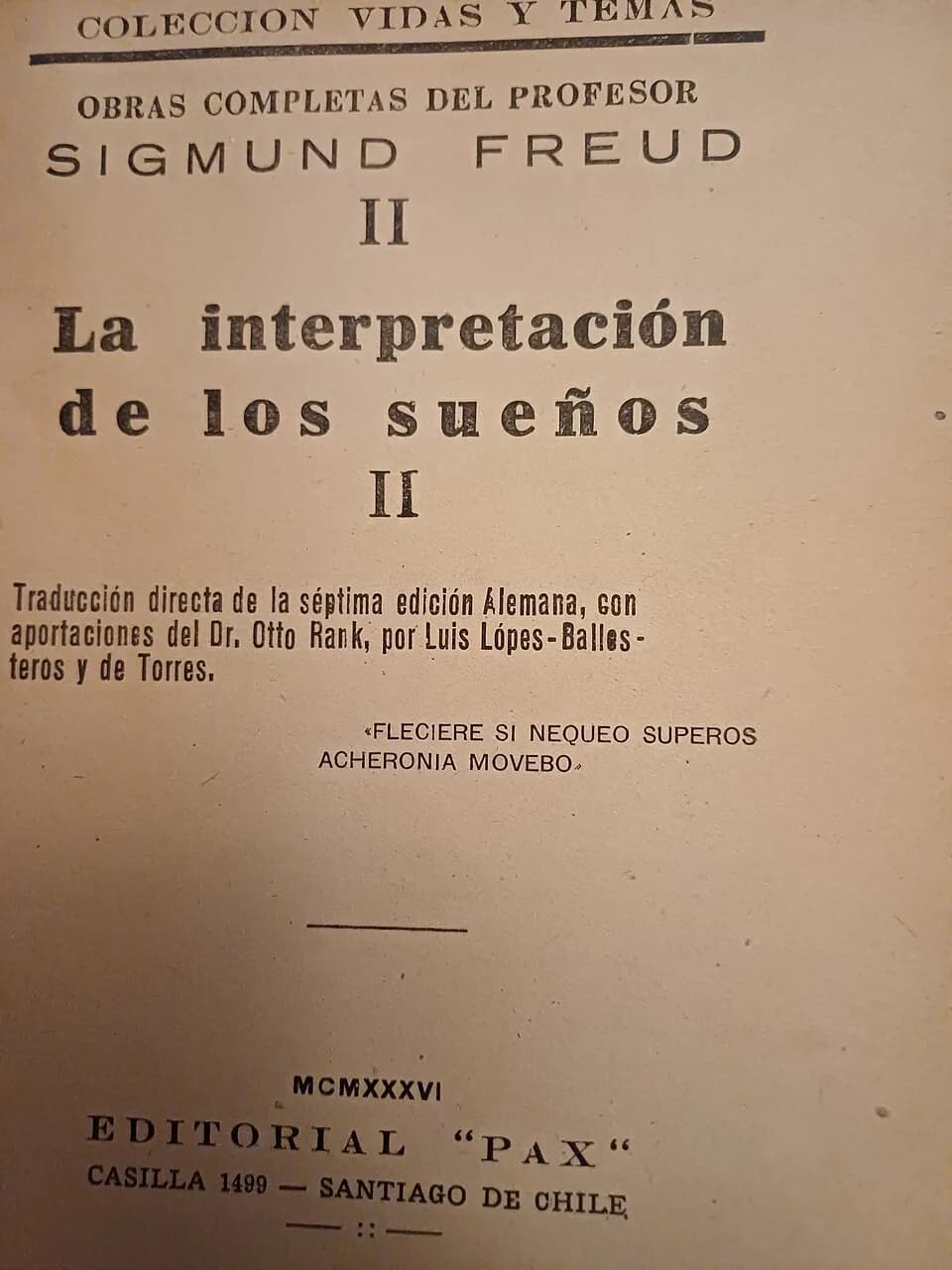 Otto Rank - Portada del volumen II de La interpretación de los sueños de Sigmund Freud