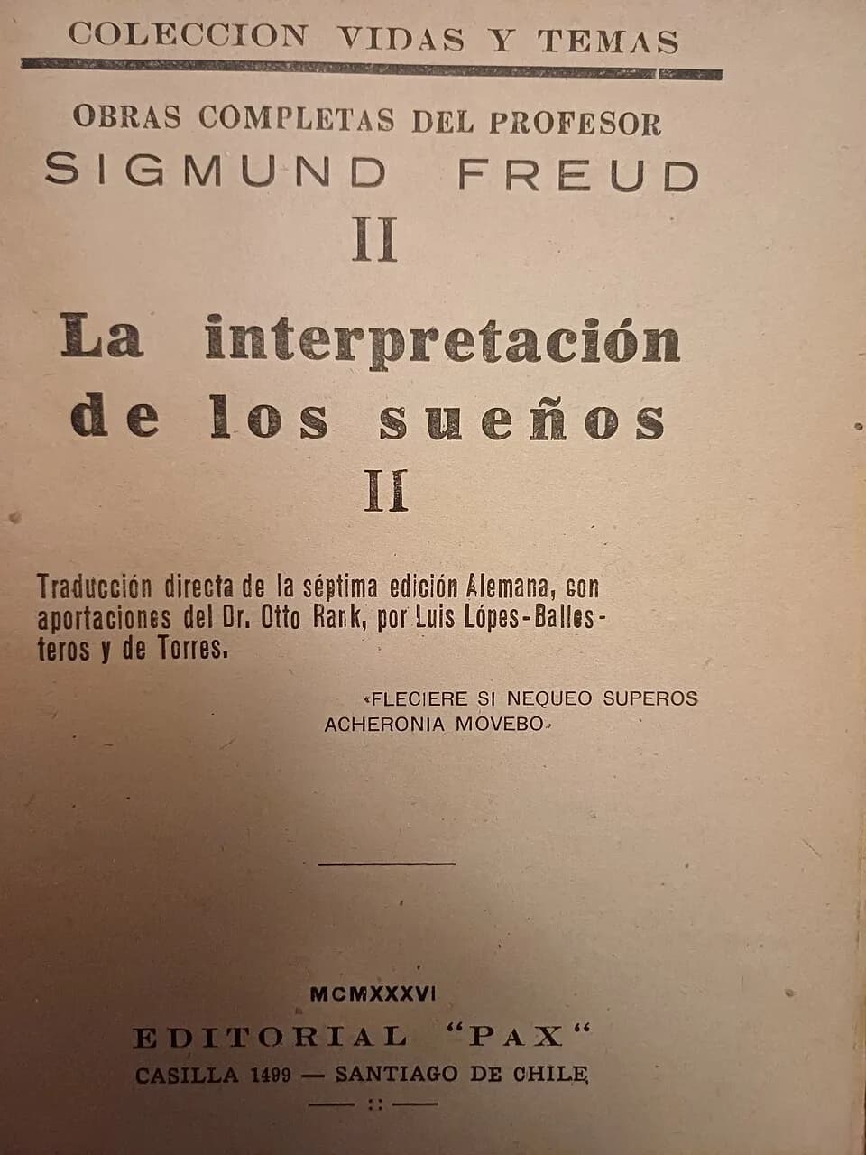 Otto Rank - Portada del volumen II de La interpretación de los sueños de Sigmund Freud